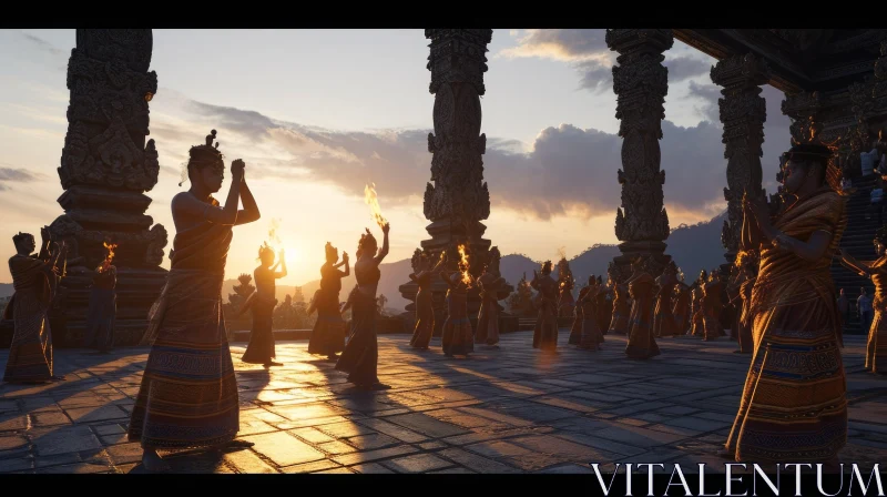 Magical Traditional Dance Performance at Sunset AI Image