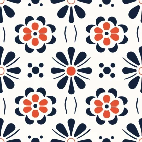 Retro Floral Seamless Vector Pattern | Mexican Talavera Inspired