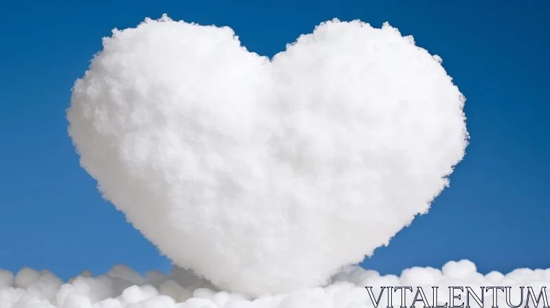 White Heart-Shaped Cloud in Blue Sky - Love and Valentine's Day Theme AI Image