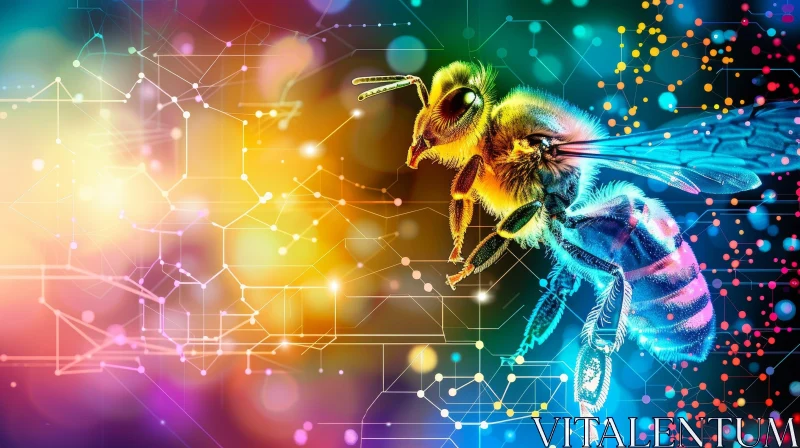 AI ART Bee and Circuit Board Digital Composite