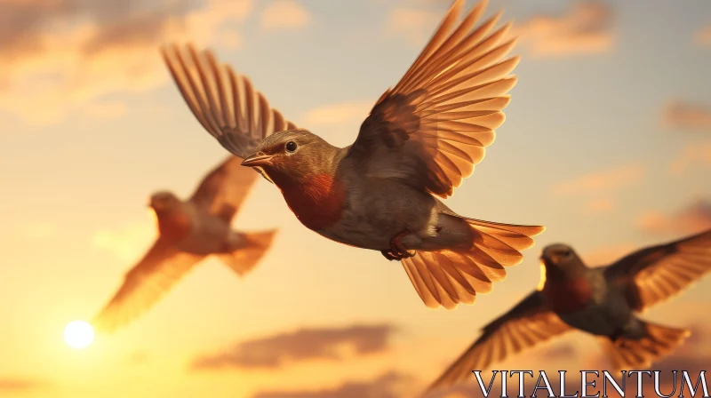 Birds Flying at Sunset - Nature's Beauty Captured AI Image