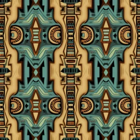 Brown Teal Yellow Geometric Pattern