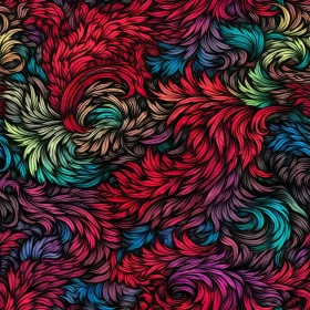 Colorful Feathers Seamless Pattern - Retro Psychedelic Design