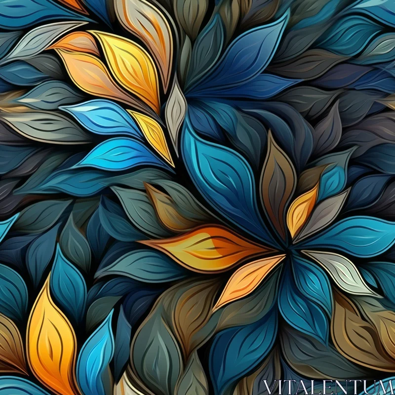 AI ART Dark Blue Floral Pattern Design