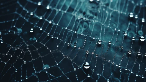 Enchanting Spider Web with Water Droplets - Nature Close-Up