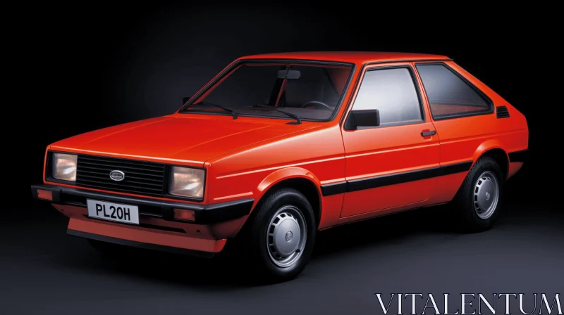 AI ART Vintage Orange Car with Black Wheels - 1980s Style