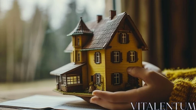 Captivating Hand Holding a Model House: A Delicate Architectural Marvel AI Image