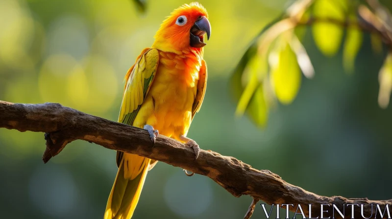 Colorful Parrot on Branch - Nature Wildlife Photography AI Image