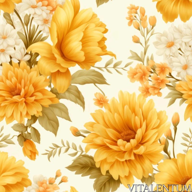 Elegant Floral Pattern on Light Yellow Background AI Image