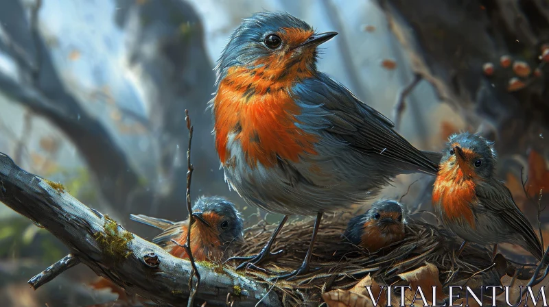 Enchanting Bird's Nest Painting AI Image