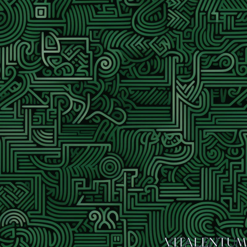Green Geometric Maze Pattern for Website Backgrounds AI Image