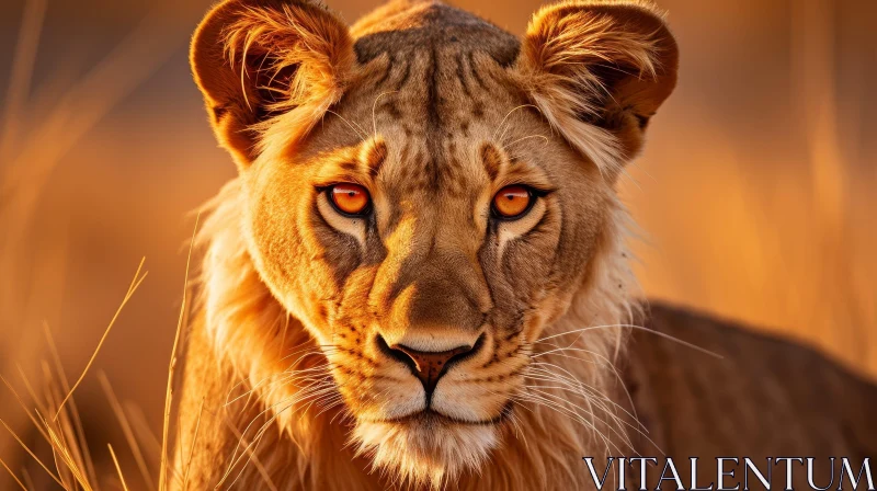 Majestic Lion Portrait with Golden Mane AI Image