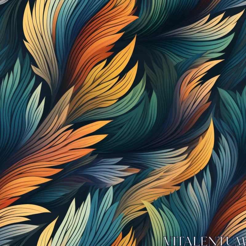 AI ART Colorful Feathers Seamless Pattern for Fabric and Wallpaper