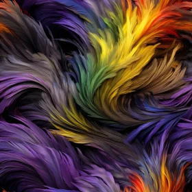 Colorful Feathers Seamless Pattern - Swirling Design