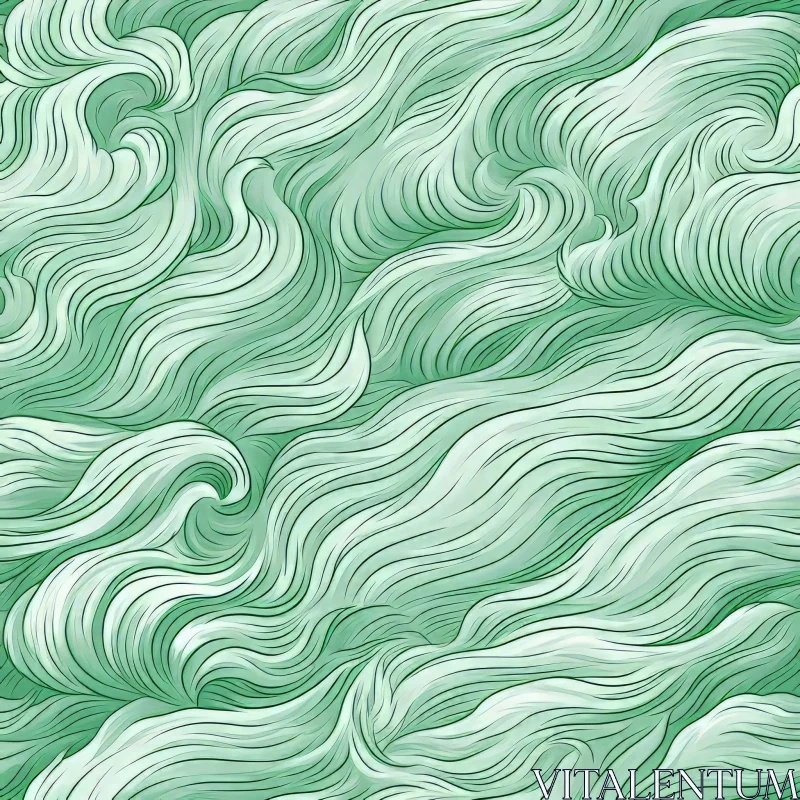 AI ART Energetic Green and White Waves Pattern