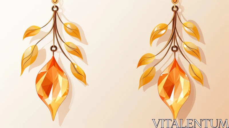 Exquisite Orange Leaf Earrings - Nature-inspired Jewelry AI Image
