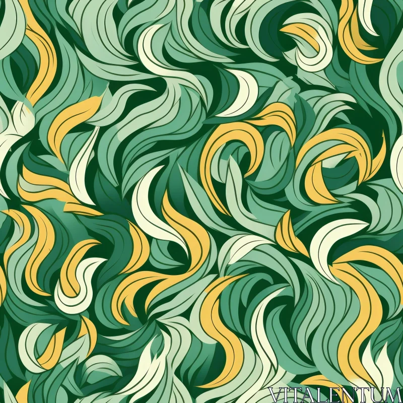 Green and Yellow Leaves Seamless Pattern for Design AI Image