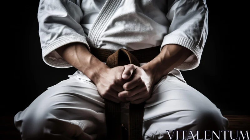 Karate Gi and Brown Belt - Meditative Pose AI Image