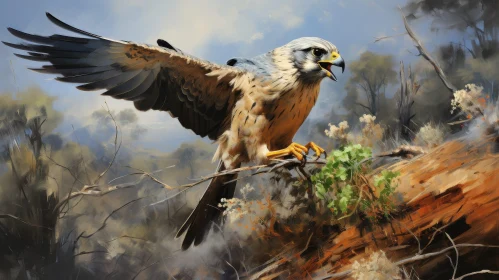 Majestic Falcon Painting in Nature