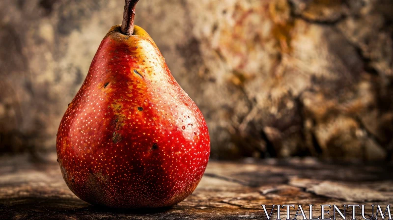Ripe Pear on Wooden Table - Captivating Image of Fresh Fruit AI Image