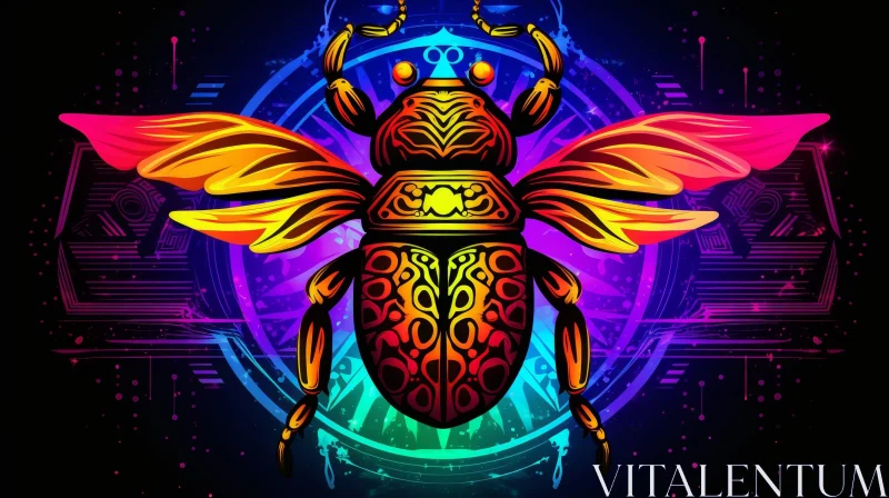 Scarab Beetle Digital Painting AI Image