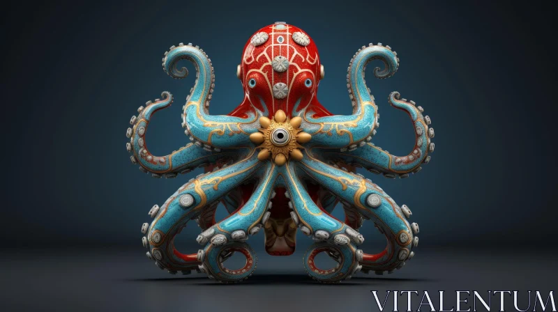 AI ART Steampunk Octopus 3D Rendering