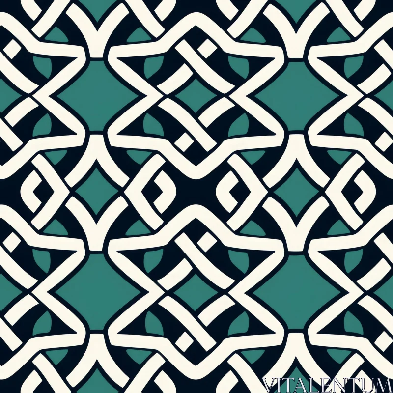 Celtic Knot Seamless Pattern on Green Background AI Image