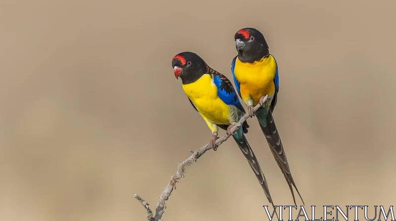 Colorful Parrots on Branch - Wildlife Photography AI Image