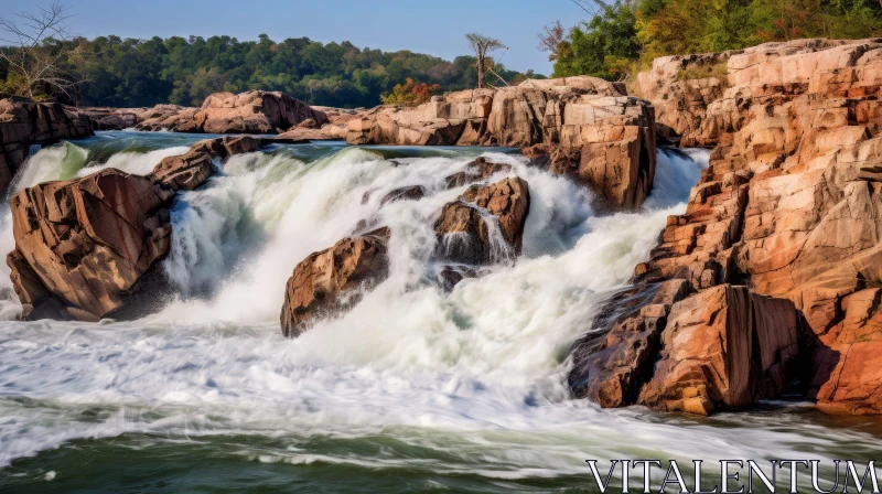 AI ART Great Falls on the Potomac River - Scenic Waterfall Beauty