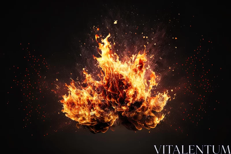 Intense Fire on Black Background - Hyper-Detailed Rendering AI Image