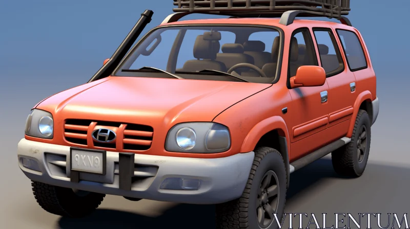 AI ART Orange SUV with Baskets: A Hyperrealistic Rendering Inspired by the Yuan Dynasty