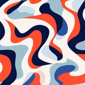 Retro Abstract Painting in Red, Blue, White