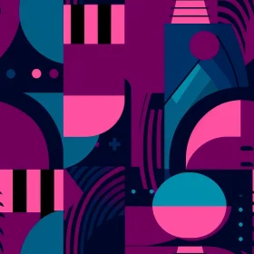 Seamless Geometric Vector Pattern in Pink, Blue