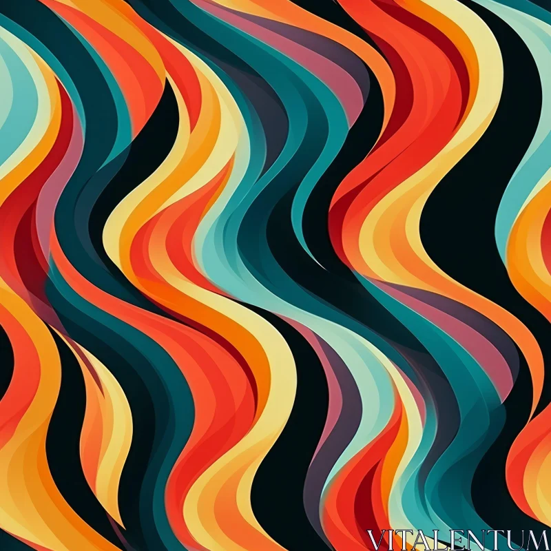 Vibrant Abstract Painting with Colorful Waves AI Image