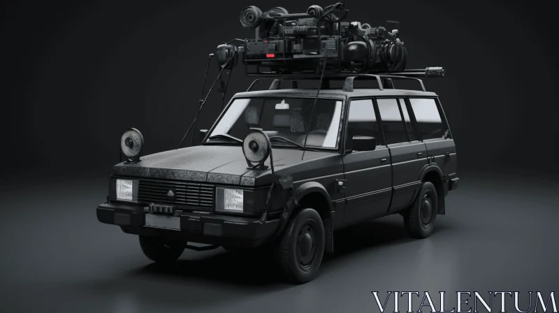 Black Vehicle with Multiple Cameras for Hyper-Realistic Video Production AI Image