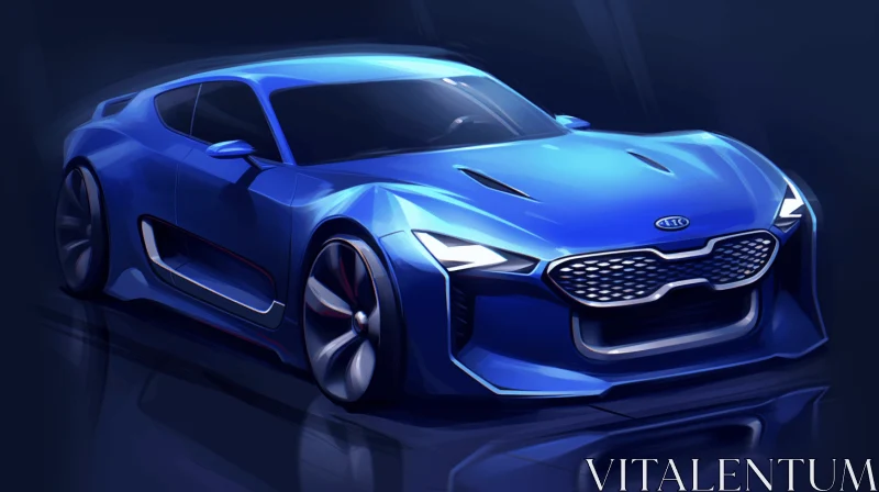 Blue Electric Sports Car Drawing | Expressive Lines | Energy-Charged AI Image