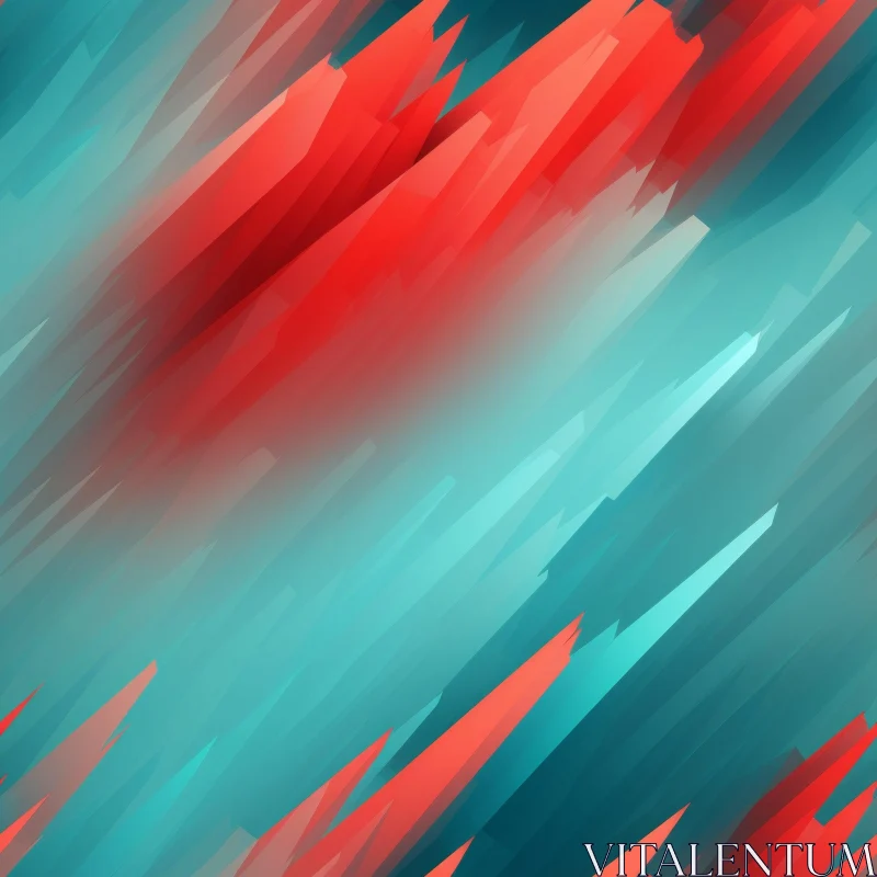 Blue-Green Abstract Painting with Jagged Shapes AI Image