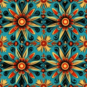 Colorful Floral Pattern - Mexican Talavera Pottery Inspired
