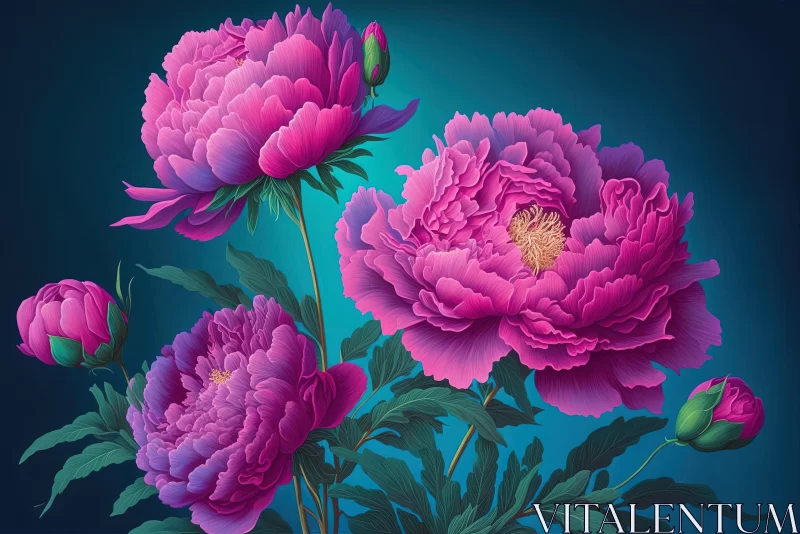 Enchanting Peony Flowers: A Captivating Painting AI Image