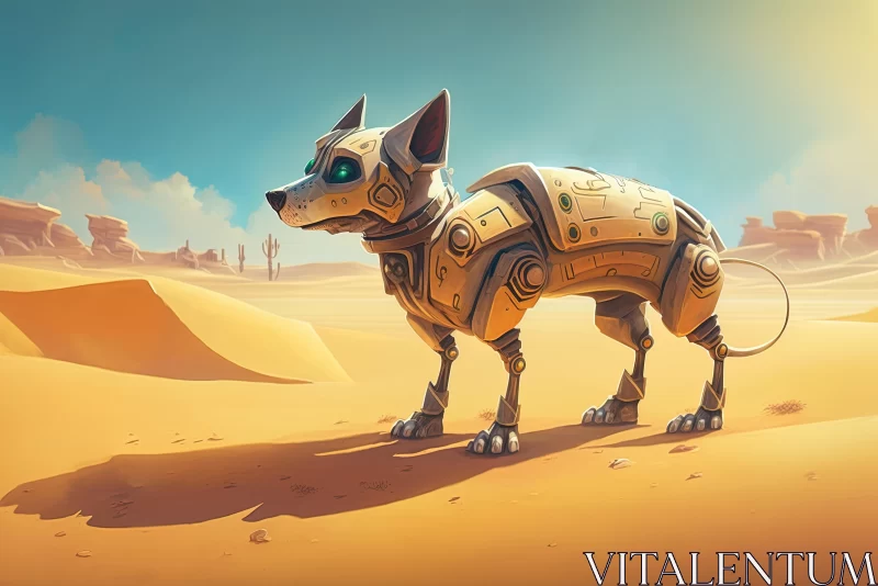 Stylized Realism: Robot Dog in the Desert | Captivating Environmental Portraiture AI Image