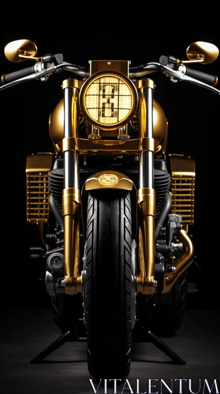 Captivating Gold Motorcycle in Frontal Perspective - Viennese Secession Style AI Image