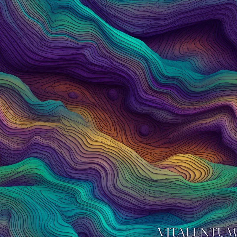Colorful Abstract Landscape with Wavy Terrain AI Image