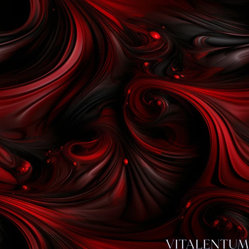 Dark Abstract Painting with Red and Black Swirls AI Image