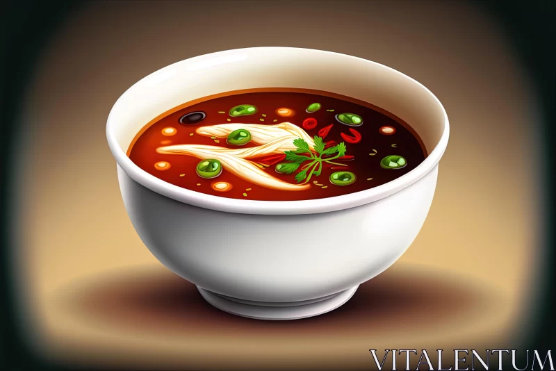 Exotic Realism: Highly Detailed Illustration of Soup in a Bowl AI Image