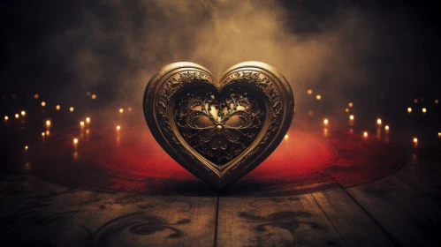 Golden Heart-Shaped Locket in a Romantic Setting