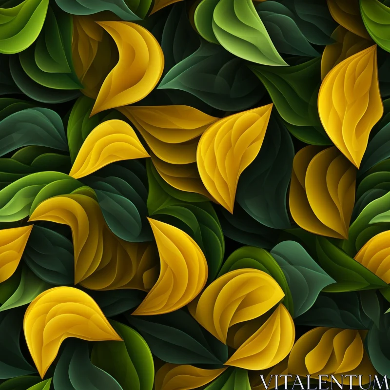 AI ART Green and Yellow Leaves Seamless Pattern