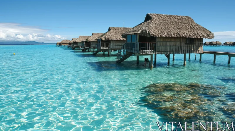 Overwater Bungalow Resort in Bora Bora, French Polynesia | Romantic Getaway AI Image
