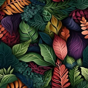 Tropical Leaves Seamless Pattern - Green Background Design