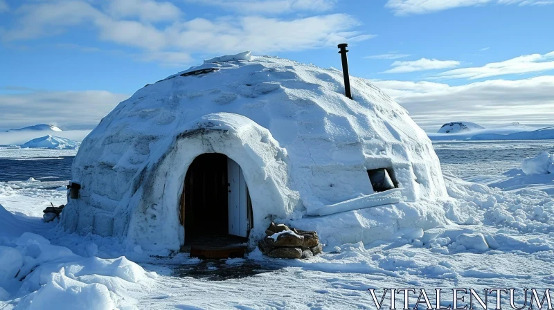 Captivating Inuit Igloo in a Snowy Landscape AI Image