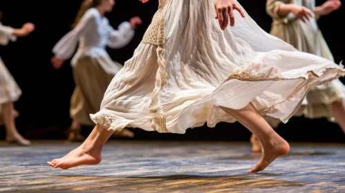 Graceful Barefoot Dancer on Stage | Captivating Dance Performance